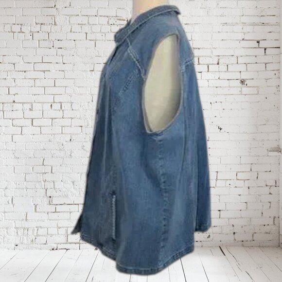Vintage Liz & Me Signature Blue Jean Vest Embroidered - Picture 3 of 8